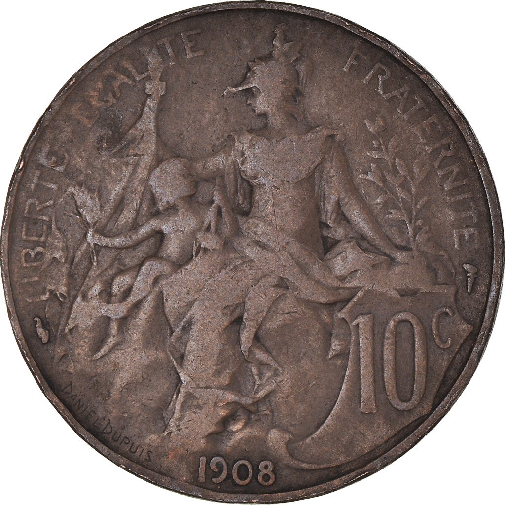 Coin, France, Dupuis, 10 Centimes, 1908, Paris, VF(30-35), Bronze, KM:843