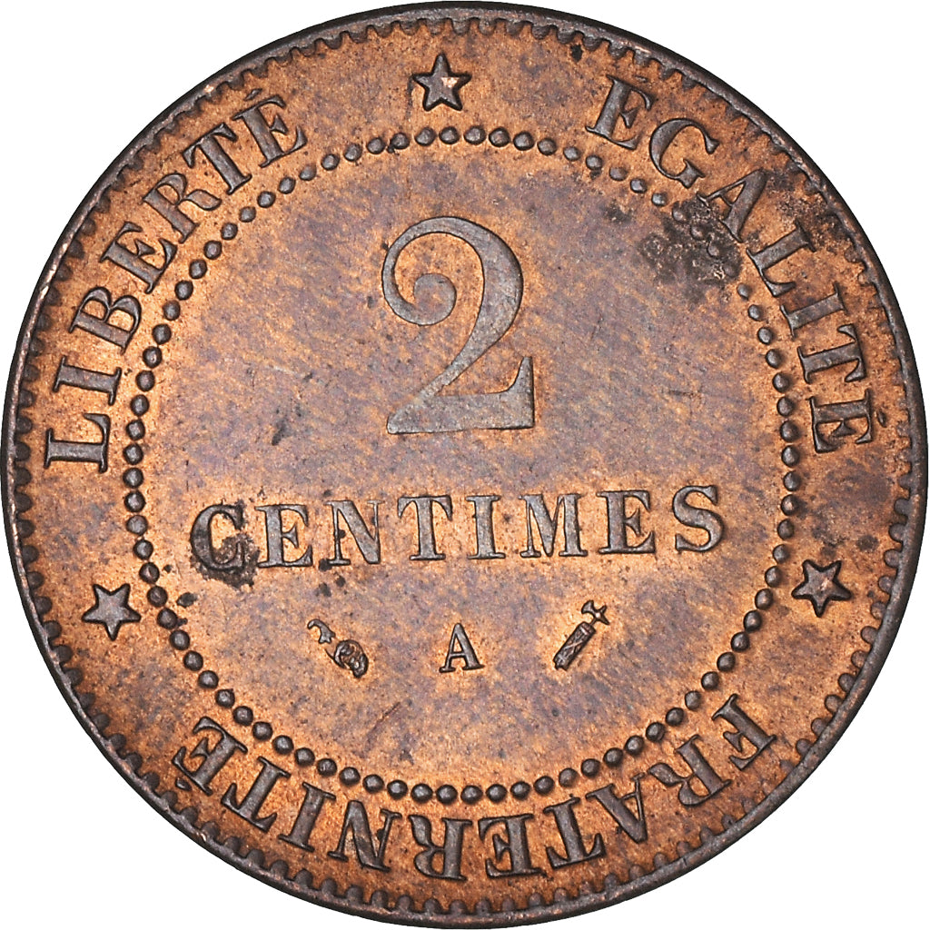 Coin, France, Cérès, 2 Centimes, 1893, Paris, AU(50-53), Bronze, KM:827.1
