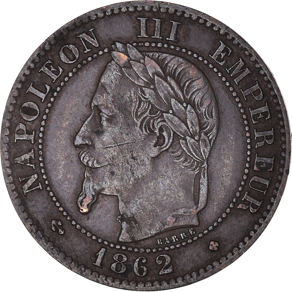 Coin, France, Napoleon III, 2 Centimes, 1862, Strasbourg, EF(40-45), Bronze