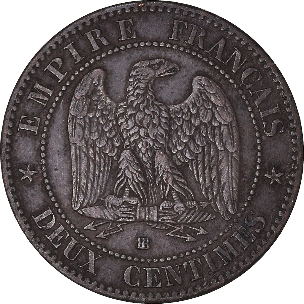 Coin, France, Napoleon III, 2 Centimes, 1862, Strasbourg, EF(40-45), Bronze