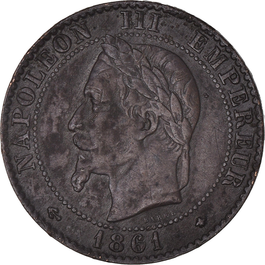 Münze, Frankreich, Napoleon III, 2 Centimes, 1861, Paris, SS, Bronze, KM:796.4