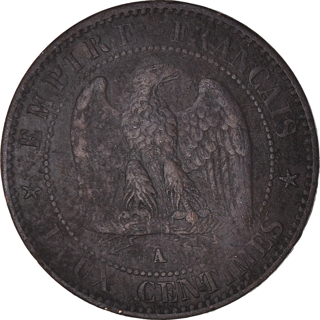 Münze, Frankreich, Napoleon III, 2 Centimes, 1861, Paris, SS, Bronze, KM:796.4