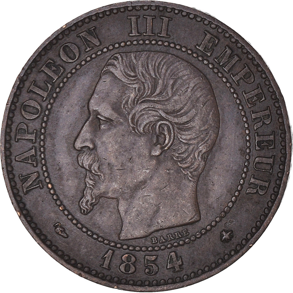 Coin, France, Napoleon III, 2 Centimes, 1854, Strasbourg, EF(40-45), Bronze