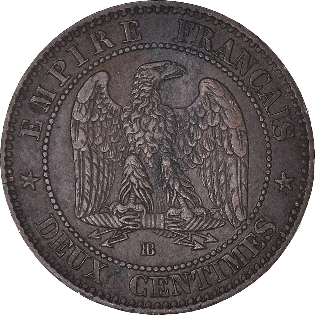 Coin, France, Napoleon III, 2 Centimes, 1854, Strasbourg, EF(40-45), Bronze