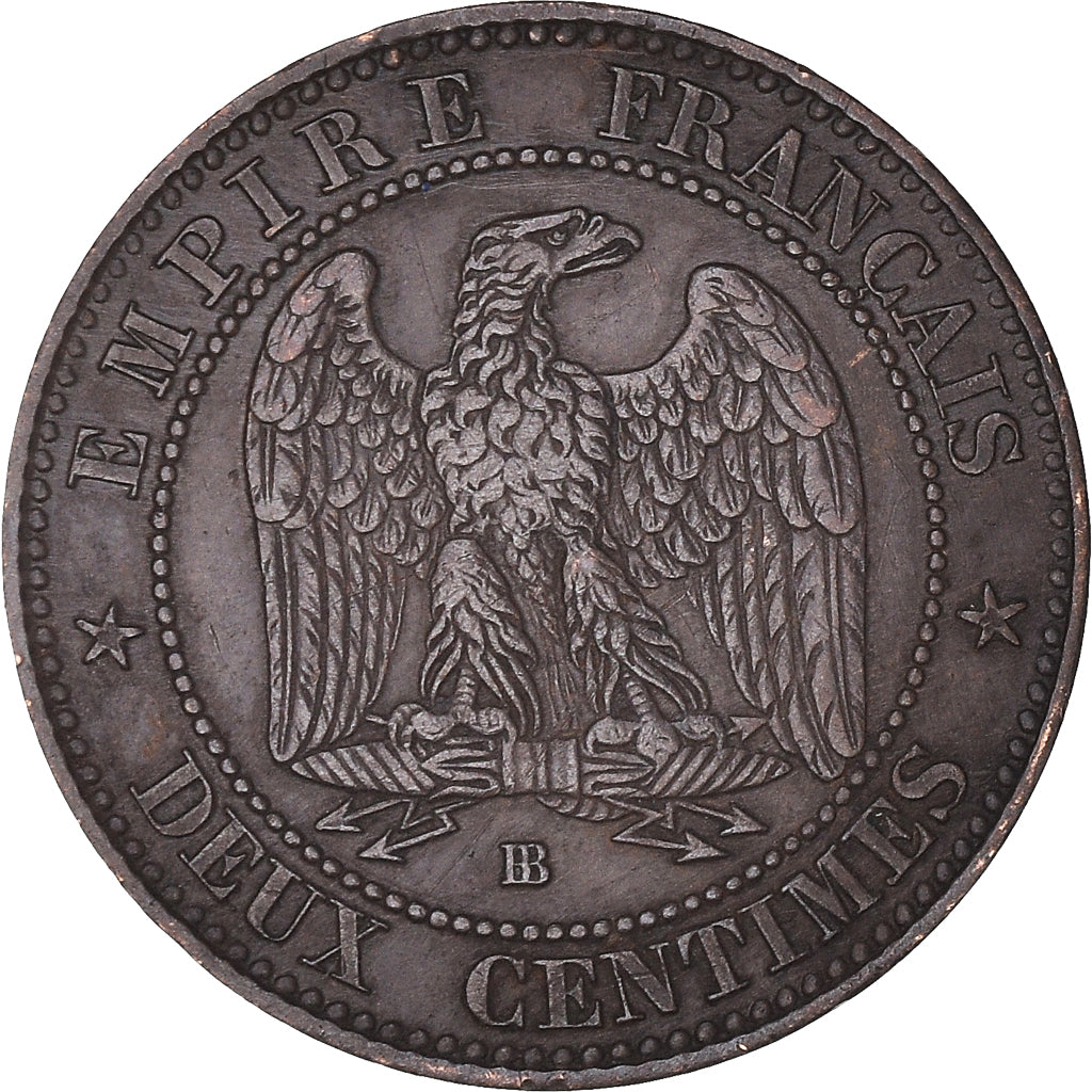 Coin, France, Napoleon III, 2 Centimes, 1854, Strasbourg, VF(30-35), Bronze