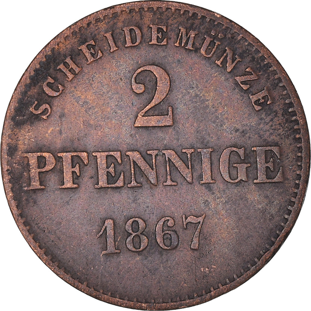 Coin, German States, SAXE-MEININGEN, Georg II, 2 Pfennig, 1867, EF(40-45)