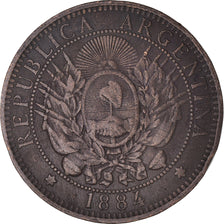 Moneda, Argentina, 2 Centavos, 1884, MBC, Bronce, KM:33