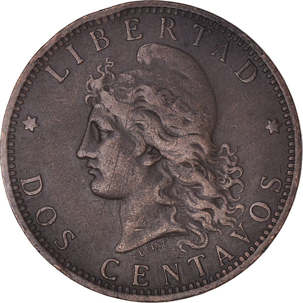 Moneda, Argentina, 2 Centavos, 1884, MBC, Bronce, KM:33
