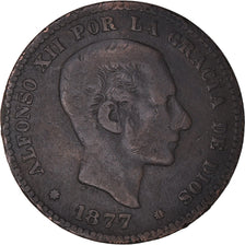 Coin, Spain, Alfonso XII, 5 Centimos, 1877, Madrid, VF(20-25), Bronze, KM:674
