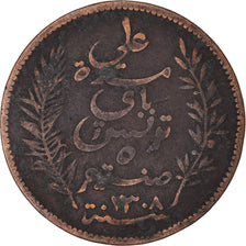 Münze, Tunesien, Ali Bey, 5 Centimes, 1891/AH1293, Paris, S+, Bronze, KM:221