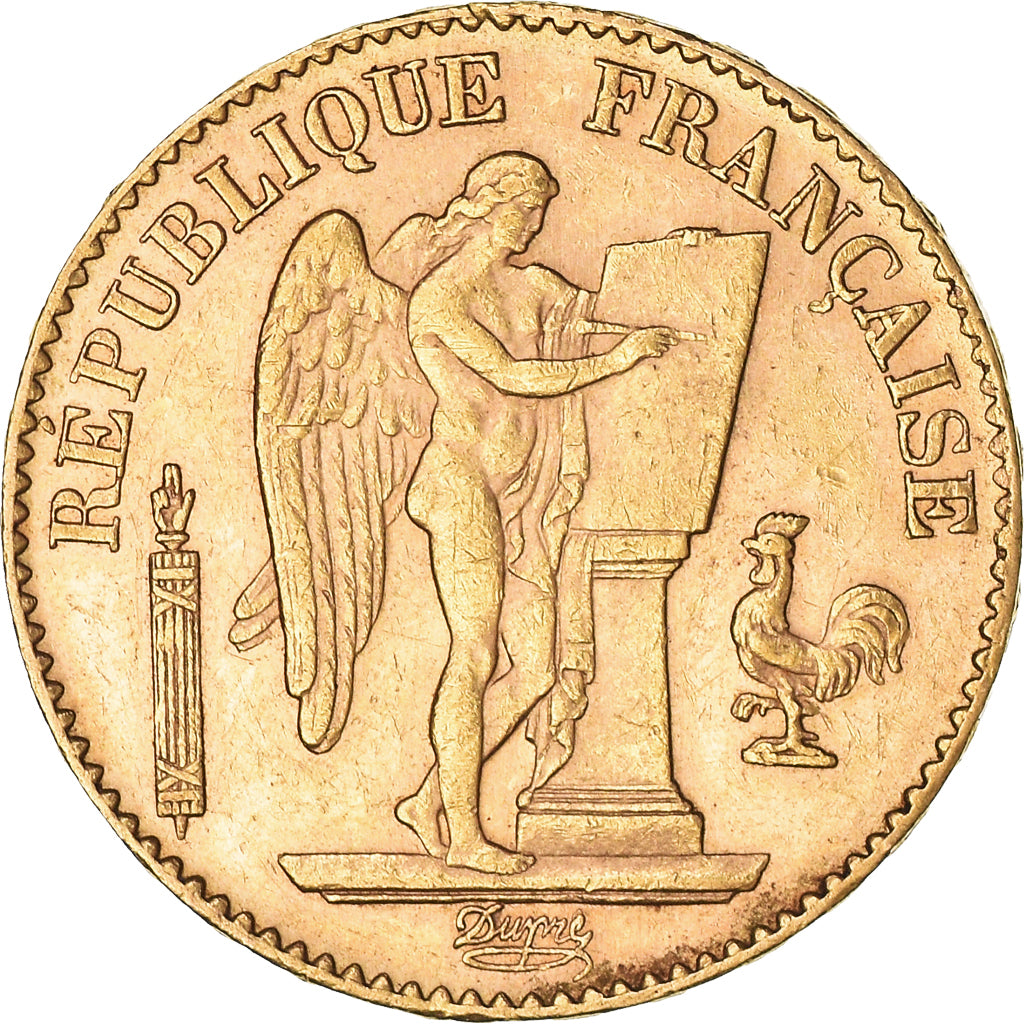 Moneta, Francja, Génie, 20 Francs, 1892, Paris, AU(50-53), Złoto, KM:825