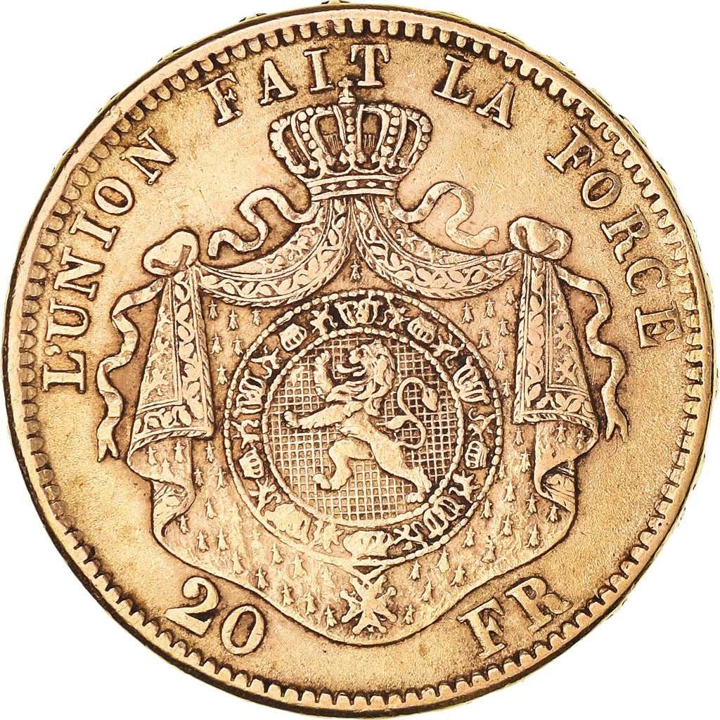 Coin, Belgium, Leopold II, 20 Francs, 20 Frank, 1871, EF(40-45), Gold, KM:37