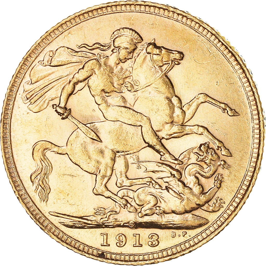 Moneda, Australia, George V, Sovereign, 1913, Sydney, EBC, Oro, KM:29