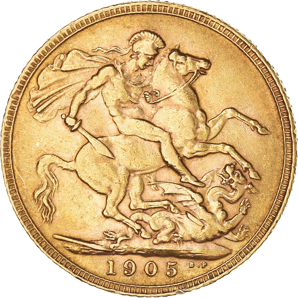 Coin, Great Britain, Edward VII, Sovereign, 1905, AU(55-58), Gold, KM:805