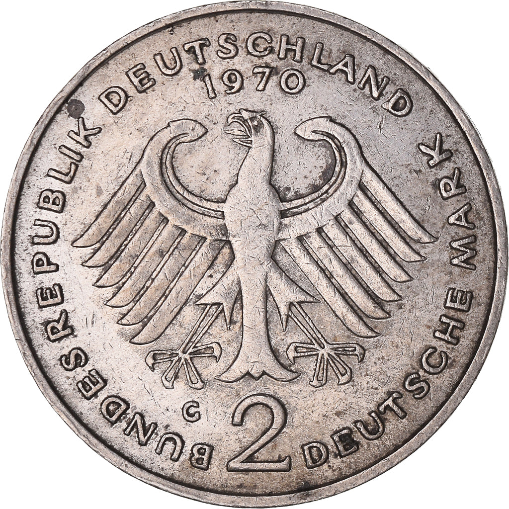 Coin, GERMANY - FEDERAL REPUBLIC, 2 Mark, 1970, Karlsruhe, EF(40-45)