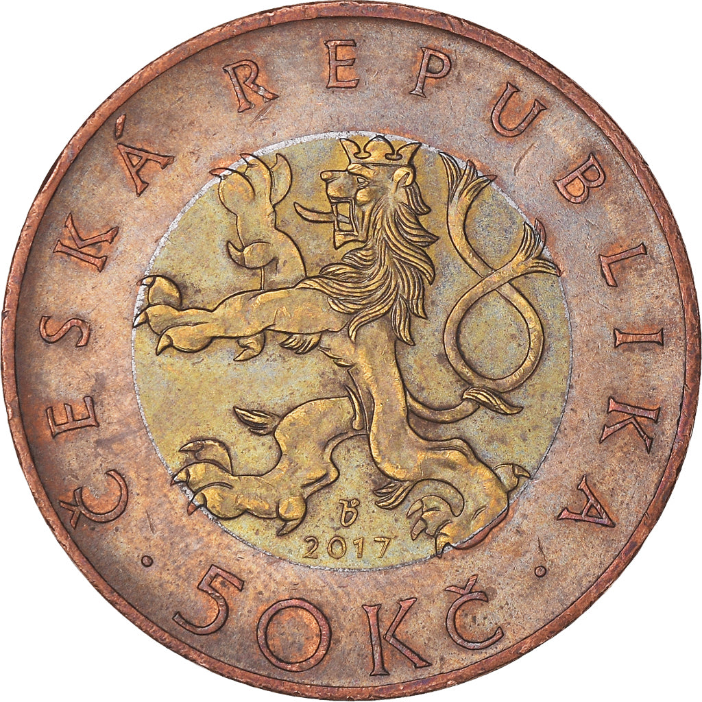 Coin, Czech Republic, 50 Korun, 2017, AU(55-58), Brass plated steel, KM:1