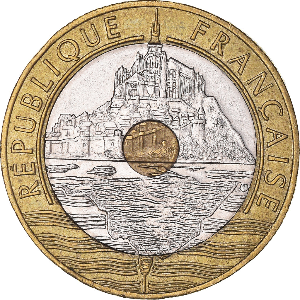 Munten, Frankrijk, Mont Saint Michel, 20 Francs, 1995, ZF+, Tri-Metallic