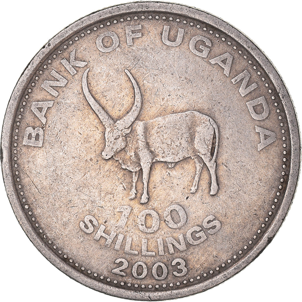 Moneda, Uganda, 100 Shillings, 2003, Royal Canadian Mint, MBC, Cobre - níquel
