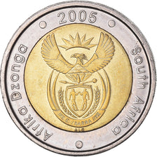 Moneda, Sudáfrica, 5 Rand, 2005, Pretoria, EBC, Bimetálico, KM:297