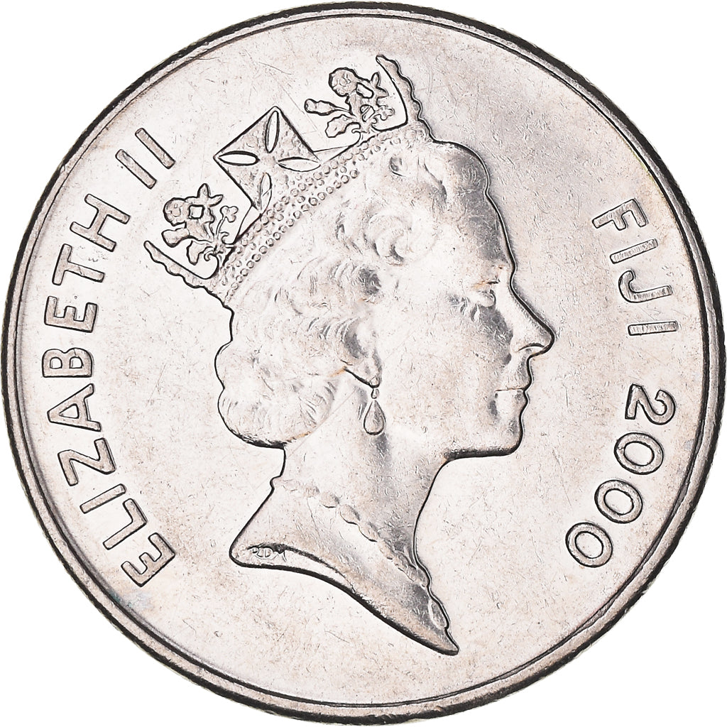 Moeda, Fiji, Elizabeth II, 20 Cents, 2000, AU(50-53), Aço Niquelado, KM:53a