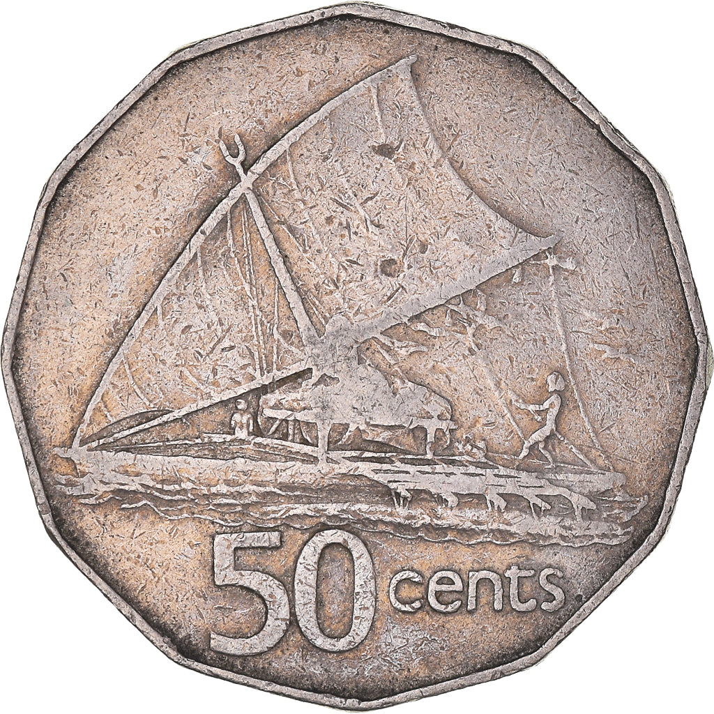 Coin, Fiji, Elizabeth II, 50 Cents, 1987, EF(40-45), Copper-nickel, KM:54