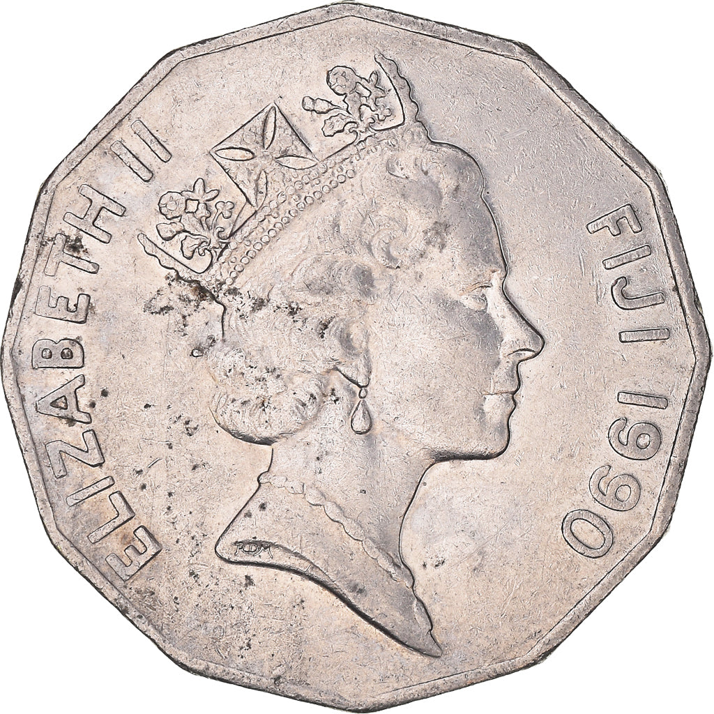 Munten, Fiji, Elizabeth II, 50 Cents, 1990, ZF, Nickel Bonded Steel, KM:54a