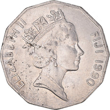 Munten, Fiji, Elizabeth II, 50 Cents, 1990, ZF, Nickel Bonded Steel, KM:54a