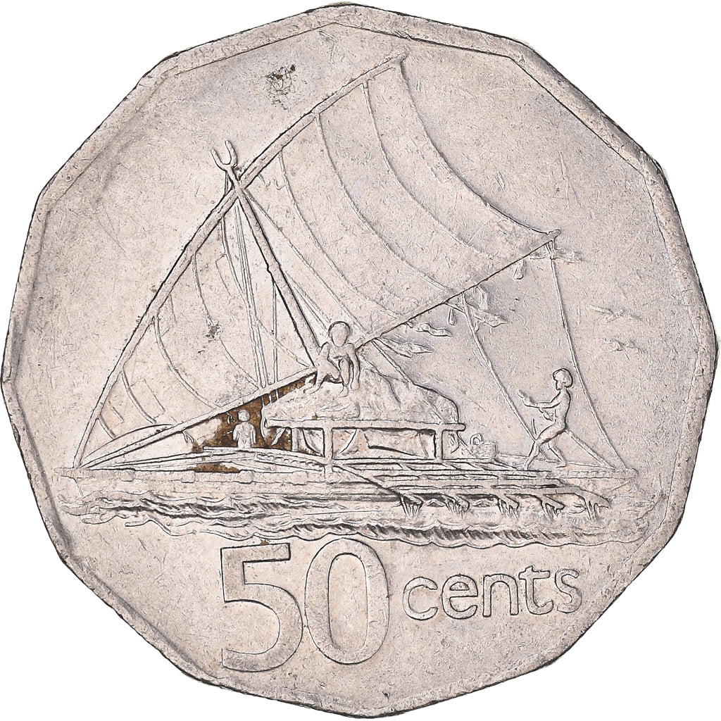 Munten, Fiji, Elizabeth II, 50 Cents, 1990, ZF, Nickel Bonded Steel, KM:54a