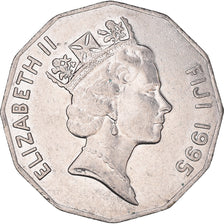 Monnaie, Fidji, Elizabeth II, 50 Cents, 1995, TTB+, Nickel Bonded Steel, KM:54a