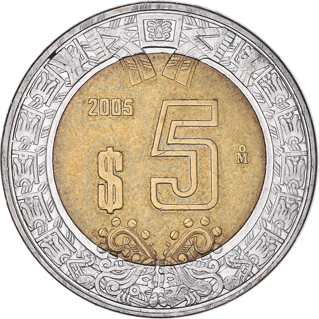Moneta, Messico, 5 Pesos, 2005, Mexico City, SPL-, Bi-metallico, KM:605