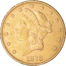 Moneda, Estados Unidos, $20, Double Eagle, 1878, San Francisco, MBC+, Oro