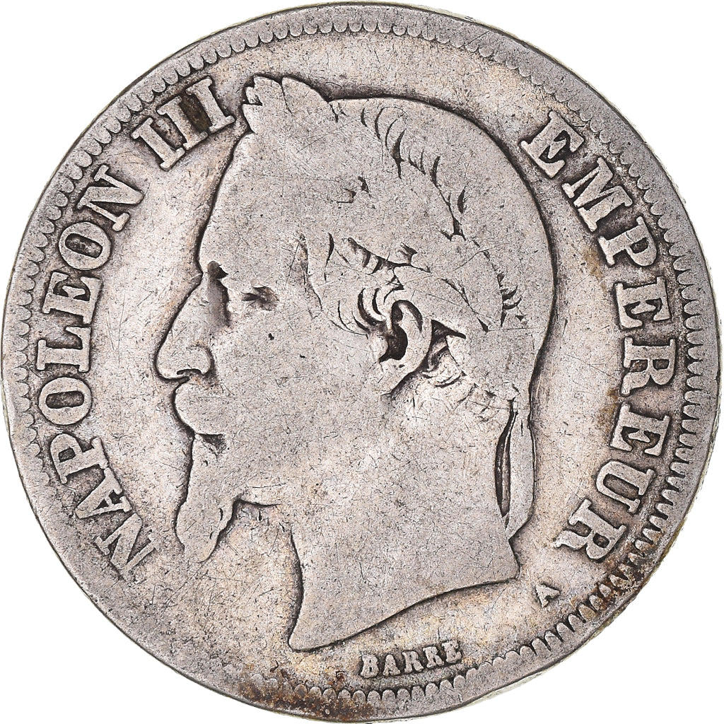 Moneda, Francia, Napoléon III, 2 Francs, 1870, Paris, BC, Plata, KM:807.1