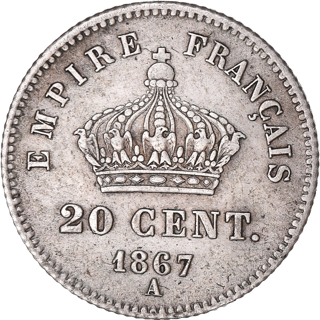 Coin, France, Napoléon III, 20 Centimes, 1867, Paris, EF(40-45), Silver