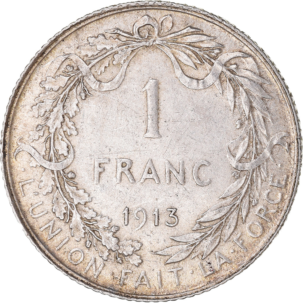 Coin, Belgium, Albert I, Franc, 1913, AU(50-53), Silver, KM:72