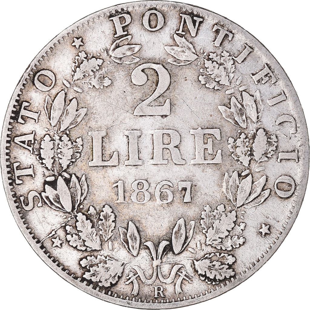 Münze, Italien Staaten, PAPAL STATES, Pius IX, 2 Lire, 1867, Rome, SS, Silber