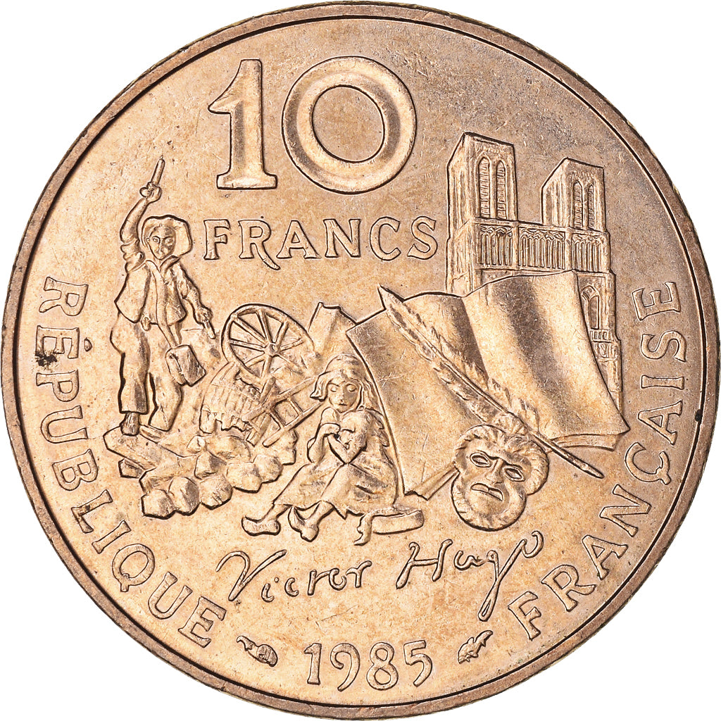 Moneta, Francja, Victor Hugo, 10 Francs, 1985, Tranche A, AU(55-58)