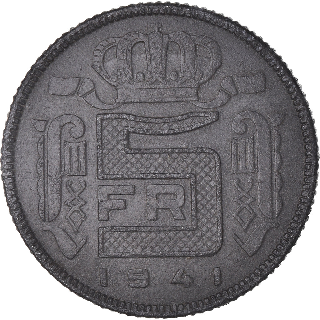 Monnaie, Belgique, Leopold III, 5 Francs, 5 Frank, 1941, TTB, Zinc, KM:129.1