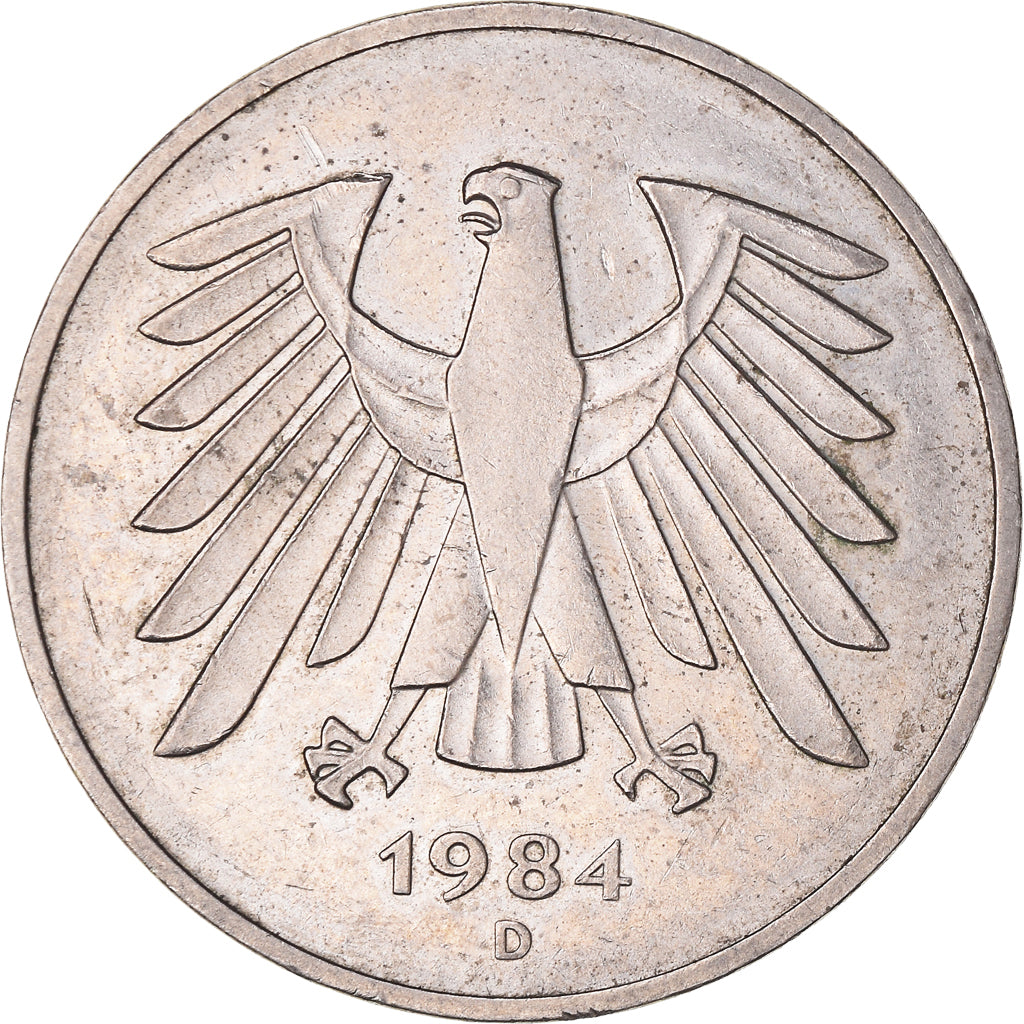 Coin, GERMANY - FEDERAL REPUBLIC, 5 Mark, 1984, Munich, EF(40-45), Copper-Nickel