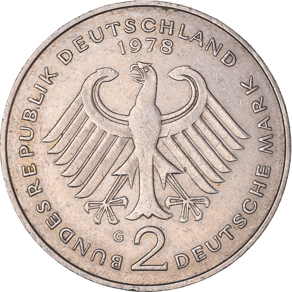 Coin, GERMANY - FEDERAL REPUBLIC, 2 Mark, 1978, Karlsruhe, EF(40-45)