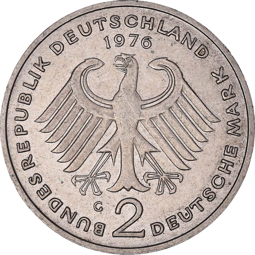 Coin, GERMANY - FEDERAL REPUBLIC, 2 Mark, 1976, Karlsruhe, EF(40-45)