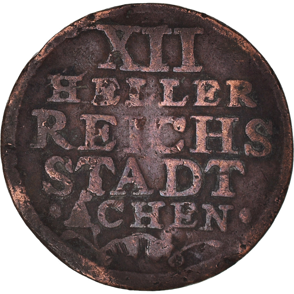 Coin, German States, AACHEN, 12 Heller, 1764, Aachen, F(12-15), Copper, KM:51