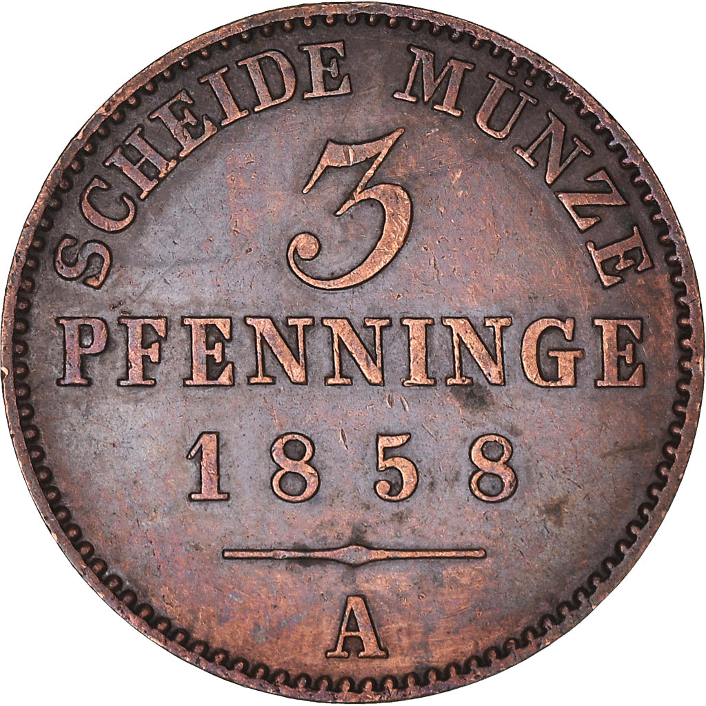 Coin, German States, PRUSSIA, Friedrich Wilhelm IV, 3 Pfennig, 1858, Berlin