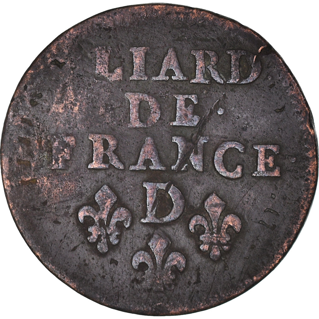 Coin, France, Louis XIV, Liard de France au buste juvénile, deuxième type