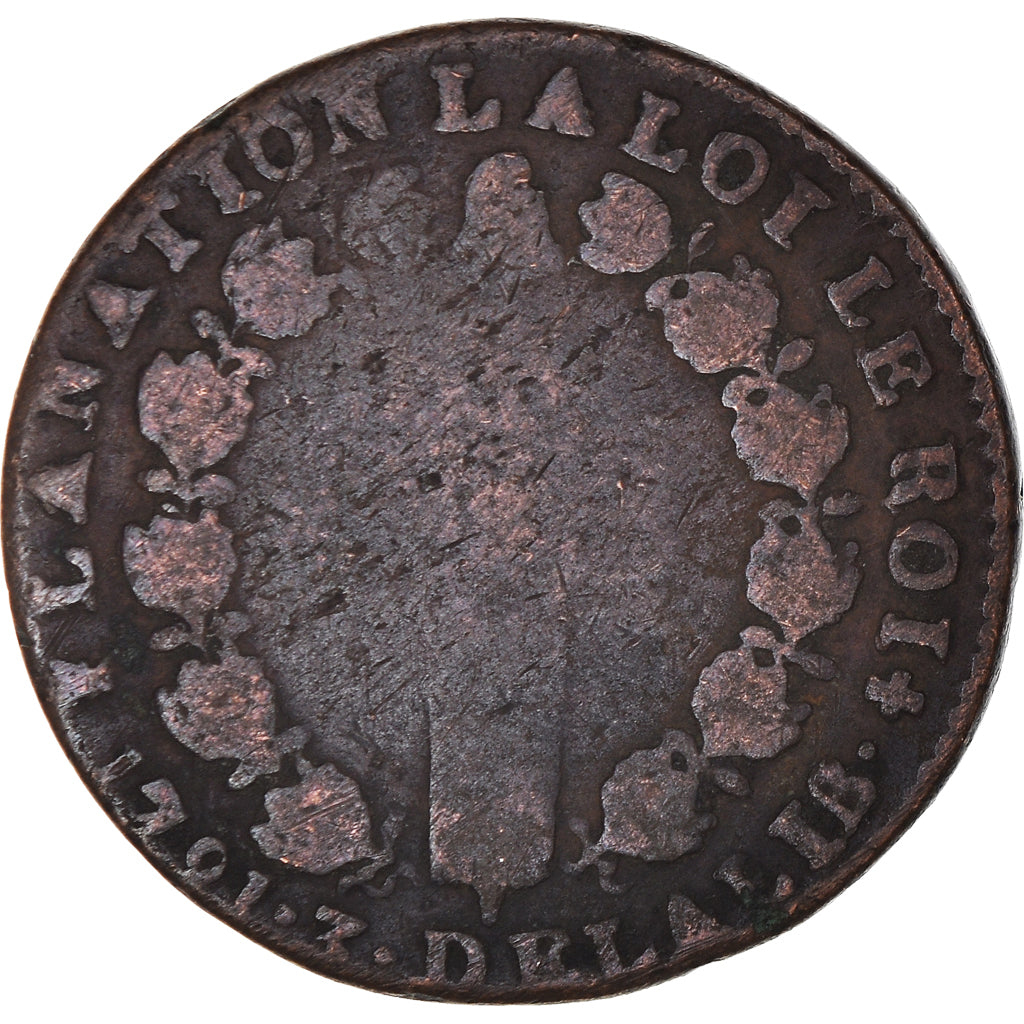 Coin, France, 12 deniers françois, 12 Deniers, 1791, Limoges, F(12-15), Bronze