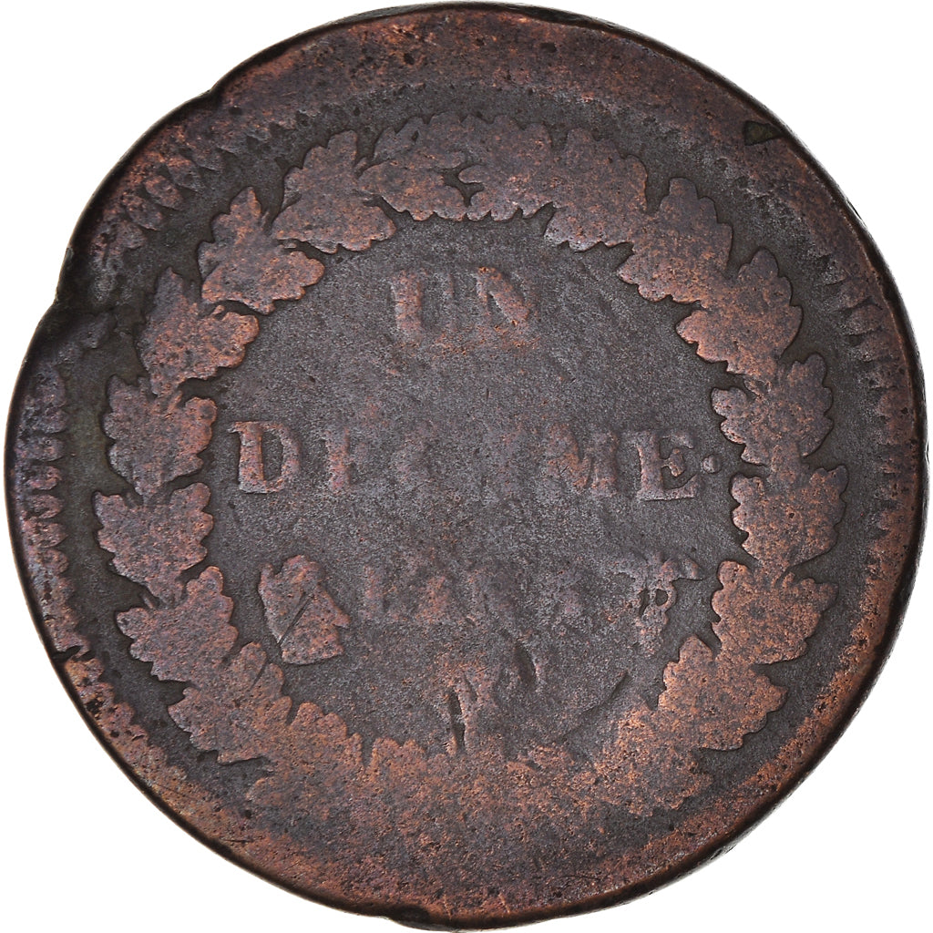 Moneta, Francja, Dupré, Decime, AN 5, Lille, F(12-15), Brązowy, KM:645.9