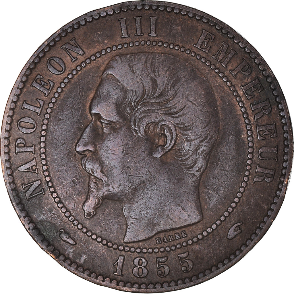 Moneta, Francia, Napoleon III, 10 Centimes, 1855, Paris, MB+