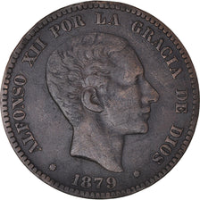 Münze, Spanien, Alfonso XII, 10 Centimos, 1879, Madrid, SS, Bronze, KM:675
