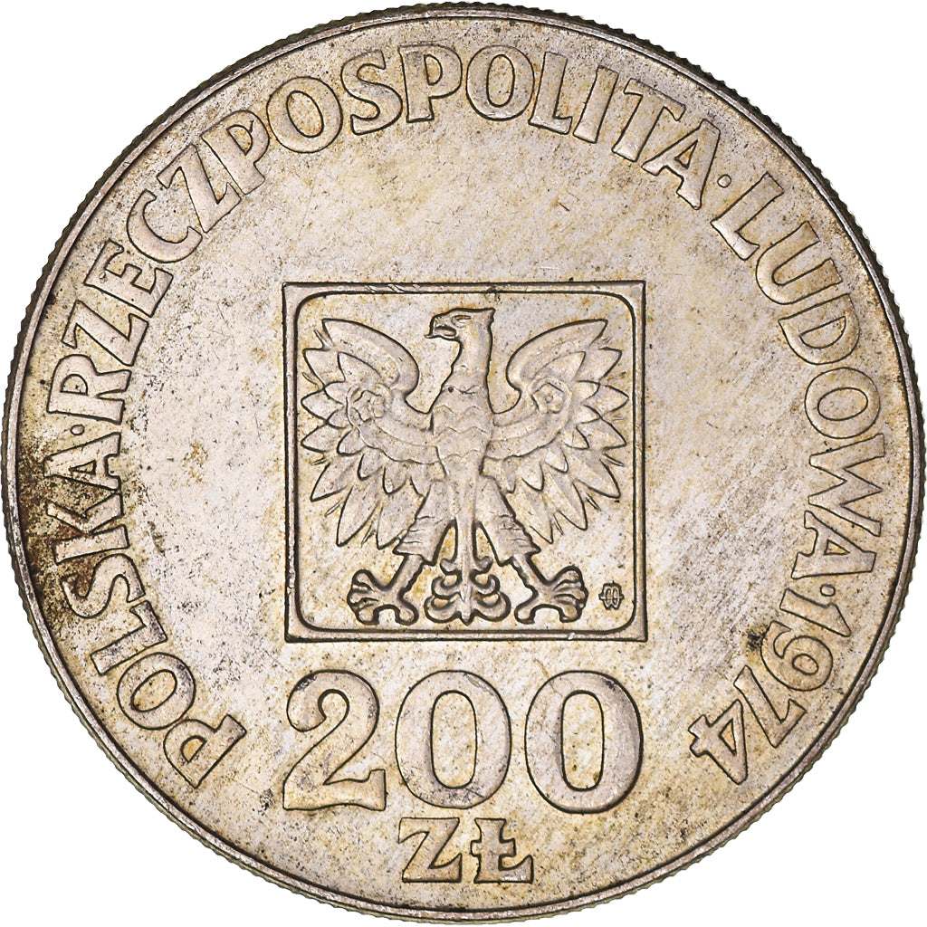 Coin, Poland, 200 Zlotych, 1974, Warsaw, EF(40-45), Silver, KM:72