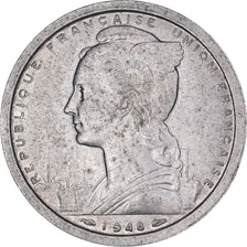 Coin, Cameroon, 2 Francs, 1948, Paris, AU(50-53), Aluminum, KM:9, Lecompte:24