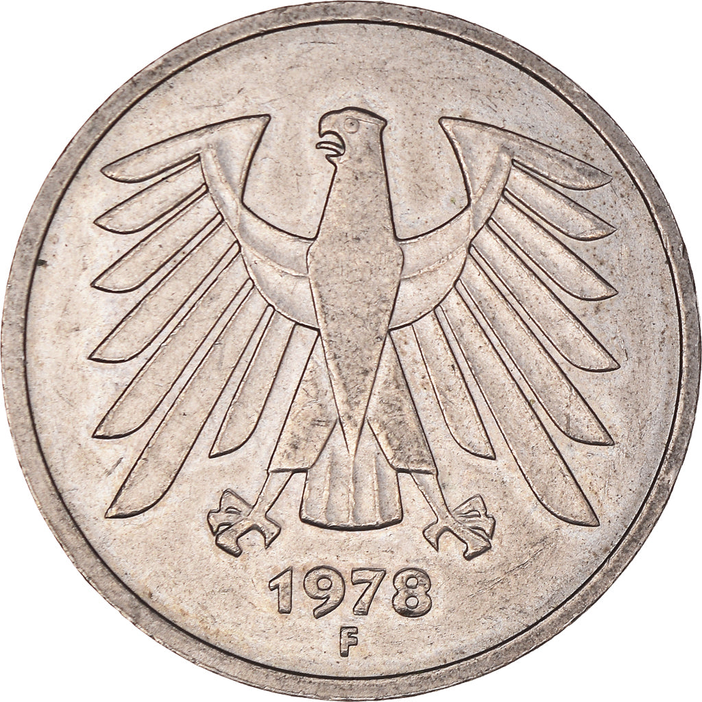 Moneta, Niemcy - RFN, 5 Mark, 1978, Stuttgart, AU(50-53), Miedź-Nikiel